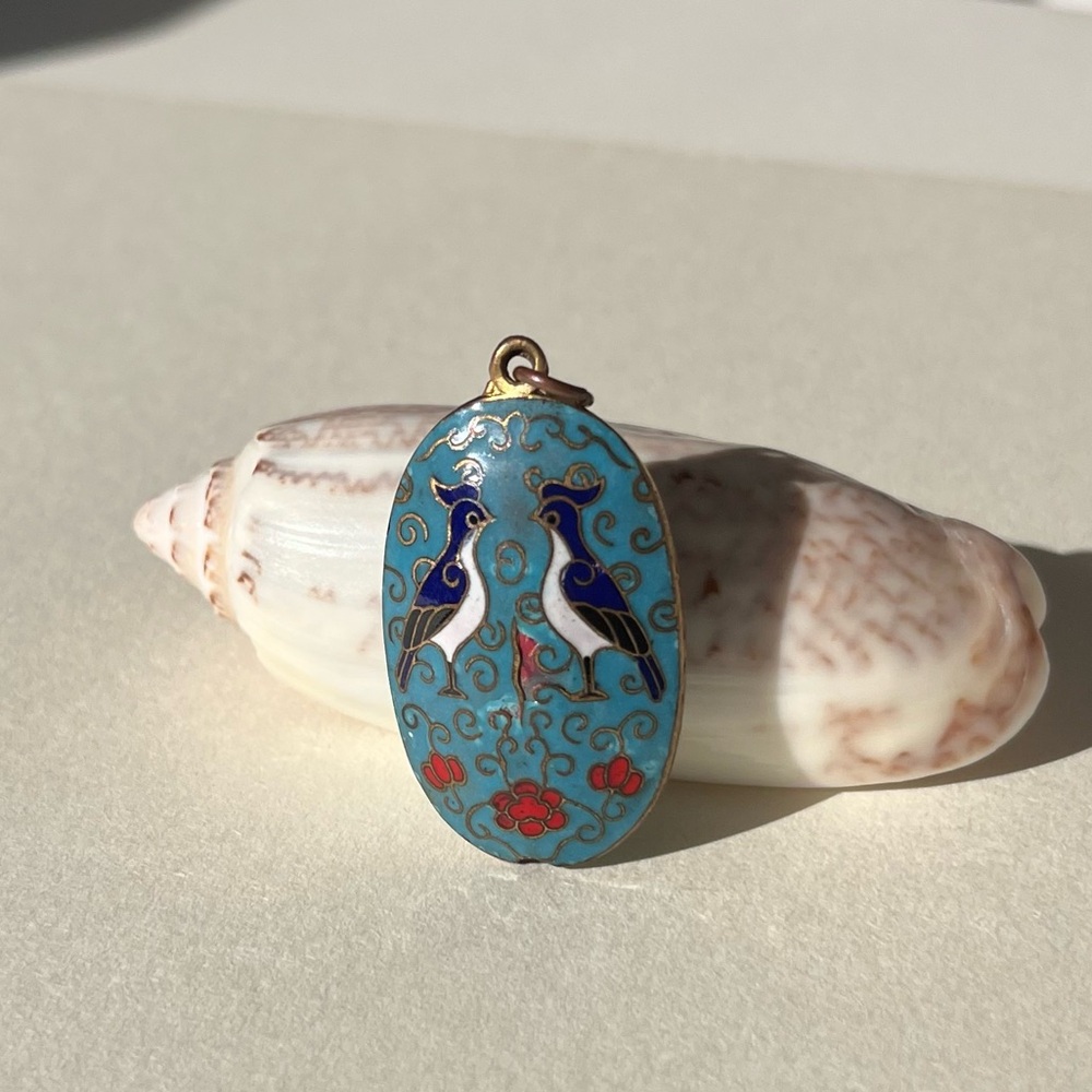 Vintage Cloisonné Enamel Pendant - Picture 2 of 5